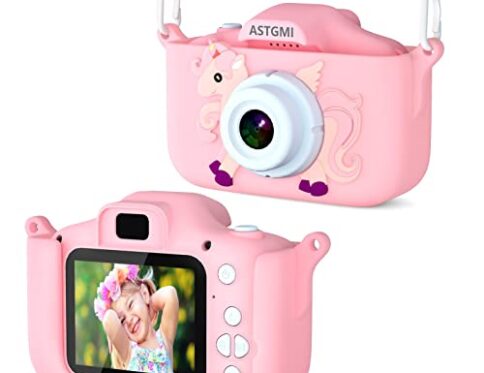 ASTGMI Juguetes de Camara de Fotos para niños y niñas, 1080P HD Camara Fotos Infantil, cámara Fotos niños, cumpleaños de Regalo niñas 3 4 5 6 7 8 9 10 años, con Tarjeta SD de 32 GB (Rosa)