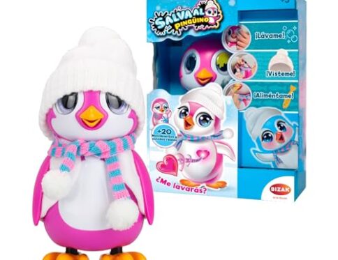 Bizak Salva al Pingüino Rosa, Mascota Interactiva para niños y niñas, con un unboxing y experiencia de limpieza , cuida de sus necesidades y mantenlo feliz (62008650)