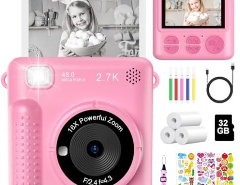 Camara Fotos Infantil Instantanea, 2,4 Pulgada 1080P HD Camara de Fotos para NiÃ±os con Tarjeta de 32G y Papel FotogrÃ¡fico de ImpresiÃ³n, Juguete CÃ¡mara Digital, Regalos para NiÃ±os y NiÃ±as 3 a 12 aÃ±os
