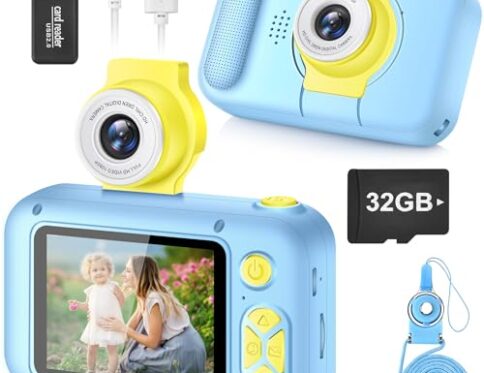 Camara Fotos Infantil,ARNSSIEN Camara de Fotos para NiÃ±os con Pantalla de 2,4â,Lente de180Â°Flip, Juguete Regalo 3-12 NiÃ±a NiÃ±o de Navidad CumpleaÃ±os