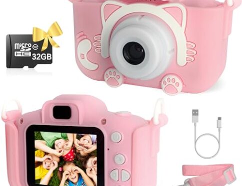 CÃ¡mara de Fotos Infantil para NiÃ±os, CÃ¡maras Digital 1080p HD con Tarjeta Micro SD Incluida, Pantalla IPS Camara Selfie InstantÃ¡nea VÃ­deo, Juguetes niÃ±as Regalos CumpleaÃ±os, 12 MP Zoom x8