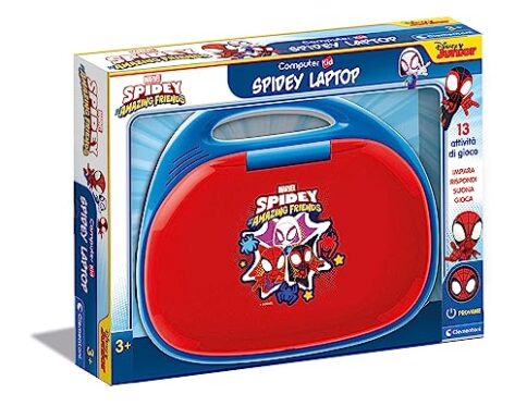 Clementoni – 16454 – Ordenador Kid Marvel Spidey and His Amazing Friends Laptop – Juego Educativo electrónico parlante, para niños de 3 años, tecnología, portátil
