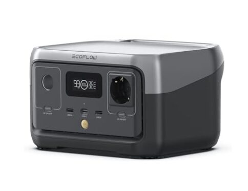 Estación de energía portátil ECOFLOW RIVER 2, batería LiFeP04 de 256 Wh/carga rápida en 1 hora, hasta 600 W de potencia, generador solar para acampadas al aire libre/caravanas