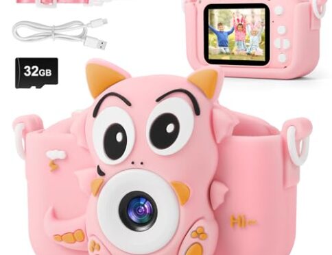 FIVAVA Cámara Infantil, 1080P, Pantalla de 2,0 Pulgadas, cámara Infantil con Tarjeta de 32 GB, cámara Digital para Selfie, cámara Digital para niños, para Juguetes Infantiles a Partir de 3 años