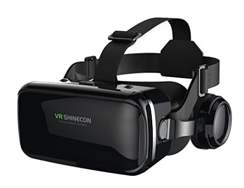 FIYAPOO 3D VR Gafas de Realidad Virtual, Visión Panorámico 360 Grado Película 3D Juego Immersivo para Móviles 4.7-6.6 Pulgada (con Auriculares)