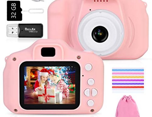 Faburo Cámara de Fotos para Niños Juguete, Camara Fotos Infantil con Tarjeta de Memoria Micro SD 32GB Cámara Digital Video HD/1080P Cámara Regalos de Cumpleaños 3 a 12 años Niños y niñas