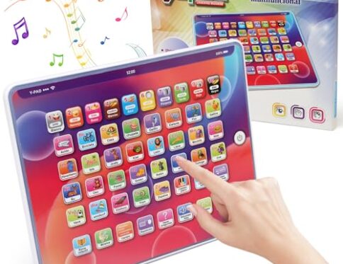 Felly Bebé Tablet Educativa de Juguete Español para Niños de 3 4 5 6 años, Juego Montessori Tableta educativa Infantil con Luces, Sonidos y Canciones, Juegos para Regalos Tablet para niños y niñas