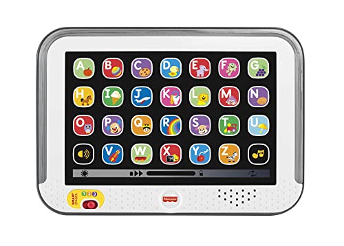 Fisher-Price Ríe y Aprende Mi Primera Tablet, Juguete electrónico Educativo con Luces y Sonidos para bebé +1 año, versión español (CDG61)