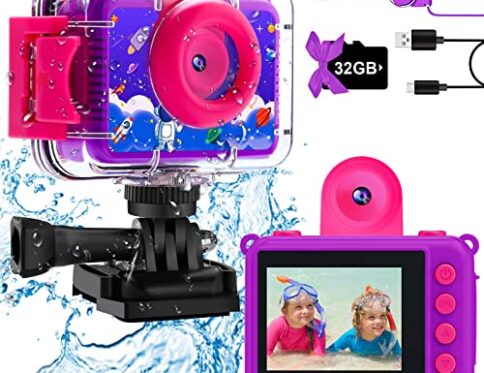 GKTZ Cámara de Fotos Infantil Impermeable, cámara de vídeo de acción submarina Infantil, cámara Digital con Juegos de 3 a 10 años, Regalo con Pantalla de 2 Pulgadas, Tarjeta TF de 32 GB
