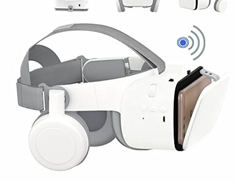 Gafas VR Auriculares Bluetooth VR para iPhone/Samsung… Gafas de Realidad Virtual 3D con Control Remoto inalámbrico, Gafas VR para películas y Juegos compatibles con Android/iOS (Blanco)