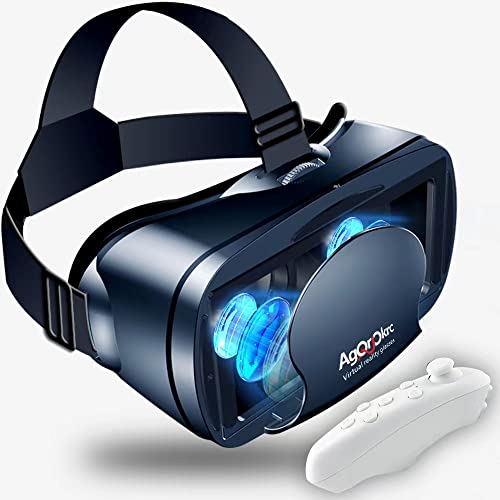 Gafas VR, Compatible con Phone y Android Phone,VR Gafas de Realidad Virtual – Disfruta de los Mejores Juegos y Videos RV 3D, 2K Gafas VR – Negro