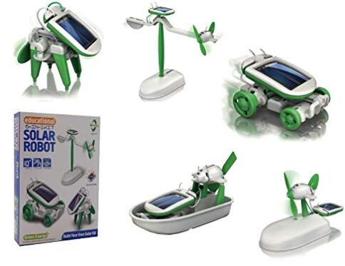 Kit solar educativo 6 en 1 para construir robot de juguete, coche, avión, cachorro, aeronave, molino de viento
