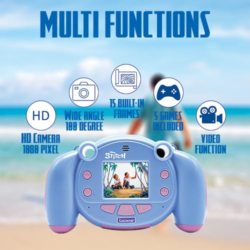Lexibook, Disney Stitch, cámara Digital Infantil 4 en 1 con Funciones de Foto, vídeo, Audio y Juego, Tarjeta SD de 32 GB incluida, Azul, DJ080D - Imagen 3
