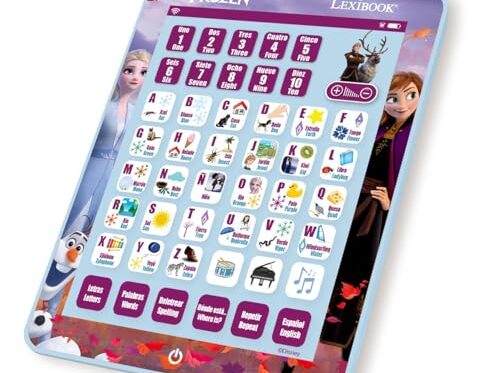 Lexibook- JCPAD Disney Frozen Tablet Educativa Parlante Bilingüe Juguete para Aprender Letras, numeros, Vocabulario y música, Idiomas Español/Inglès, Azul, Color, Medium
