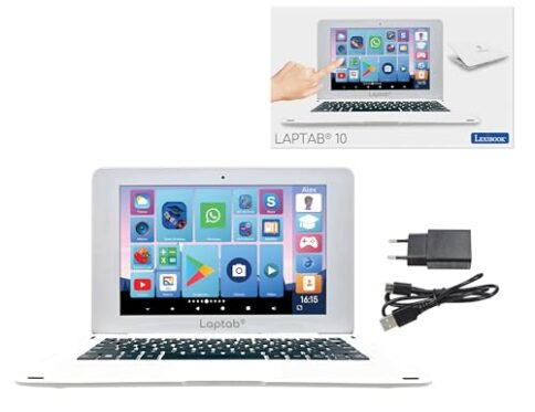 Lexibook LAPTAB 10, Portátil con Pantalla táctil, Diseñado para Toda la Familia, Contenido Educativo y Divertido, Powered by Android, Control Parental, Ultrafino y Ligero (LT10ES)