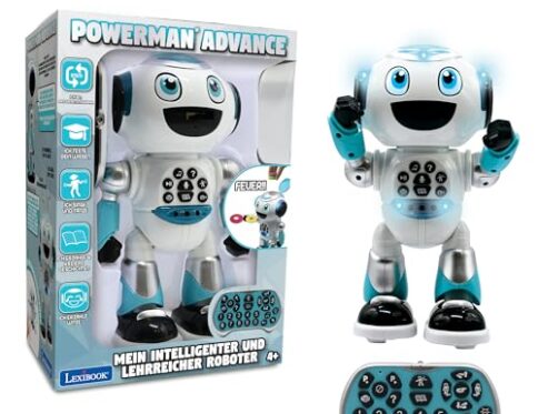 Lexibook – Powerman Advance – Robot teledirigido, Juguete Interactivo y Educativo para niños, va, Baila, Reproduce música, fabrica y Cuenta Historias, programable Stem – ROB28DE