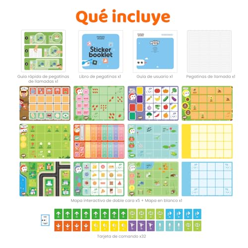 Matatalab Caja de Actividades para el Robot de Codificación Tale-BOT Pro, 6 Mapas Interactivos Dobles con 10 Temas, 98 Pegatinas, 32 Cartas de Mando, Juegos Stem Educativos para Niños de 3 a 6 Años - Imagen 4