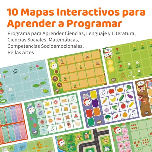 Matatalab Caja de Actividades para el Robot de Codificación Tale-BOT Pro, 6 Mapas Interactivos Dobles con 10 Temas, 98 Pegatinas, 32 Cartas de Mando, Juegos Stem Educativos para Niños de 3 a 6 Años - Imagen 6