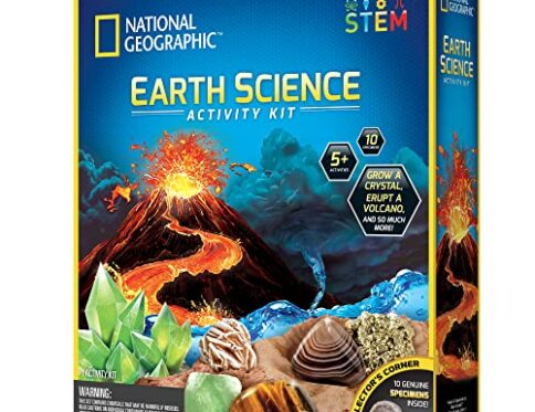 National Geographic – Kit Maxi del Explorador Ciencias de la Tierra – 5 experimentos científicos (Volcán, Tornado…) & 8 mineales Incluido – Juego Científico y Educativo – Stem