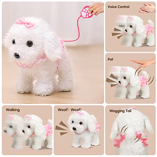 OR OR TU Control Remoto Felpa Electrónica Interactivos Juguete Perro Mascota para Niñas Caminando y Ladrando,Agitar Cola Educación Temprana Regalo de Cumpleaños para Niños 3 4 5 6+ Años - Imagen 3