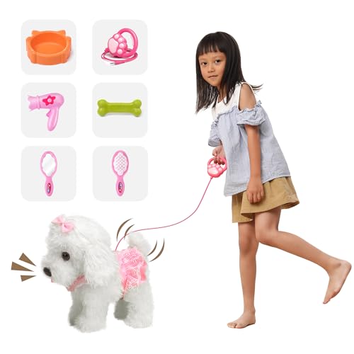 OR OR TU Control Remoto Felpa Electrónica Interactivos Juguete Perro Mascota para Niñas Caminando y Ladrando,Agitar Cola Educación Temprana Regalo de Cumpleaños para Niños 3 4 5 6+ Años - Imagen 4