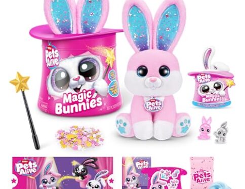 Pets Alive Magic Bunnies de ZURU Juguete mágico Interactivo Sorpresa para desempaquetar electrónico de Peluche (Pink)