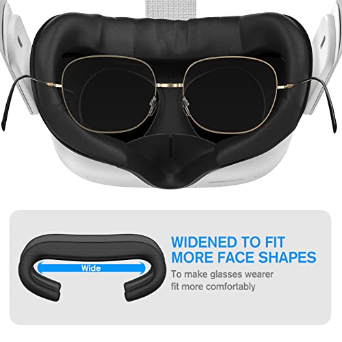 SUPERUS Interfaz Facial para Oculus/Meta Quest 2 con 2 Reemplazos de Almohadilla Facial, Almohadilla Nasal Anti Luz, Protector de Lente y Espaciador de Gafas Comodidad Kit de Accesorios 7 en 1 (Negro) - Imagen 6
