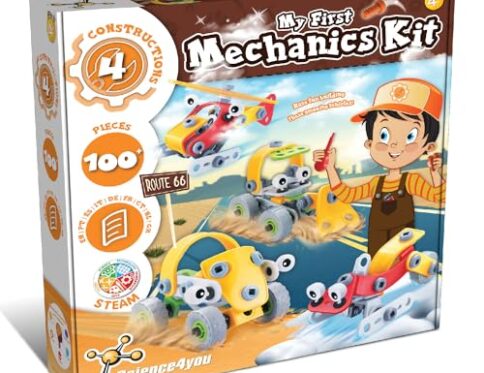 Science4you Primer Kit Construccion – Laboratorio de Mecanica para NiÃ±os 4 AÃ±os con 4 Construcciones para NiÃ±os, 100 Piezas de Construccion, Juegos, Juguetes y Regalos para NiÃ±os y NiÃ±as 4+ AÃ±os