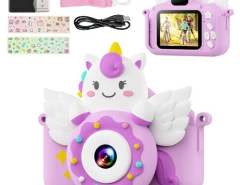 TIATUA Camara Fotos Infantil,1080P HD Selfie Video Cámara de Fotos para Niños,Videocámara Infantil con Pantalla de 2.0″ y Tarjeta de 32 GB,Niños y Niñas de Años Regalos de Cumpleaño