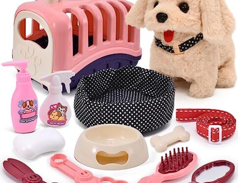 Tacobear Juguete Perro Electrónica Juguete Perro Interactivos Mascota para Niñas Perrito Juguete Ladra y Anda Educación Temprana Regalo de Cumpleaños para Niños