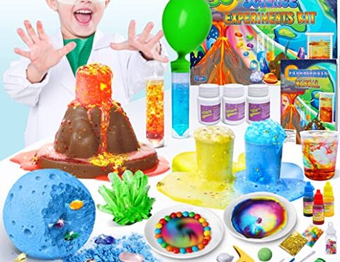 UNGLINGA Kit CientÃ­fico con 50+ Experimentos para NiÃ±os, Kit de Ciencias Juego de quÃ­mica, ExcavaciÃ³n de Piedras Preciosas, VolcÃ¡n,Stem Juguetes Kit de Ciencia para NiÃ±os