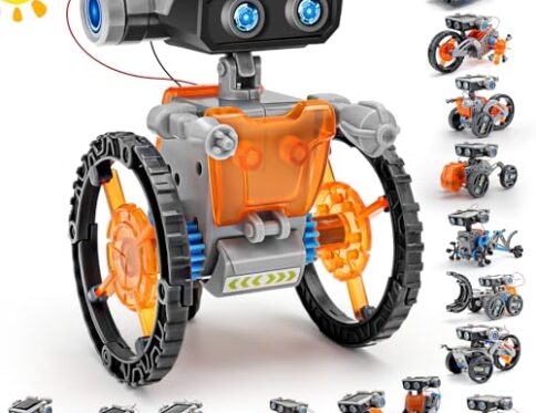 VEPOWER Kit Solar Robot, Technic 15 en 1 Robot Juguetes Niños, Stem Kit de Montaje Robótico Accionamiento Dual Solar y de Batería,Regalo Niño 8 9 10 11 12 Años (212 Piezas)