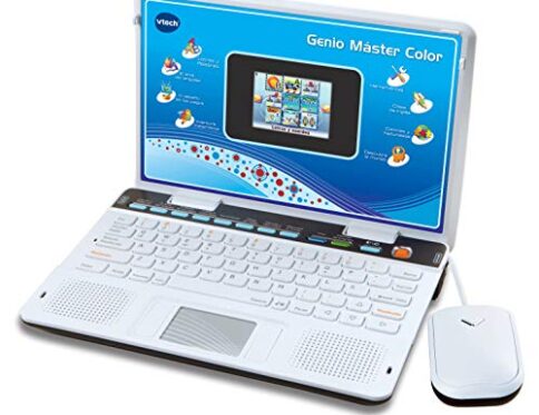 VTech Genio Máster Bilingüe, Ordenador portátil para niños, pantalla, enseña vocabulario, matemáticas, ciencias a través de 180 actividades en español e inglés, color azul (80-133847), (3480-133847)