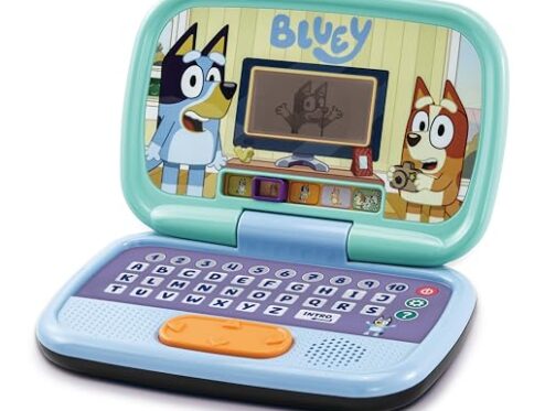 VTech – Ordenador actividades de Bluey, Ordenador infantil con pantalla retroiluminada, 10 Actividades y Juegos educativos, Regalo para niños de 3 a 7 años, Contenido en Español