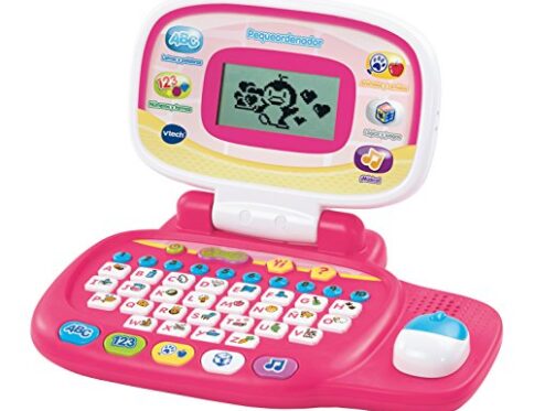 VTech – Pequeordenador, Ordenador infantil educativo para niños +3 años, Más de 20 actividades que enseñan letras, números, animales, lógica y música, Color rosa, Versión ESP