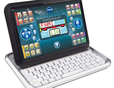 VTech – Portátil y Tablet 2 en 1 Genio Little app, Ordenador infantil educativo para niños +4 años, 80 actividades que enseñan letras, inglés, matemáticas, ciencias, Versión ESP