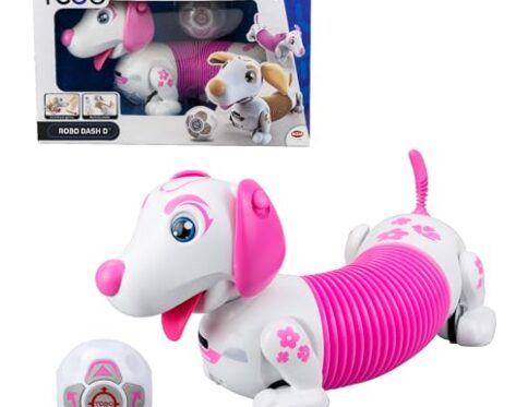 YCOO Robo Dash D Rosa, Perro Interactivo teledirigido y autónomo, Puede Correr detras de su Pelota, Tiene Efectos Sonoros y Luminosos, Juego Infantil, Bizak (62008740-1)